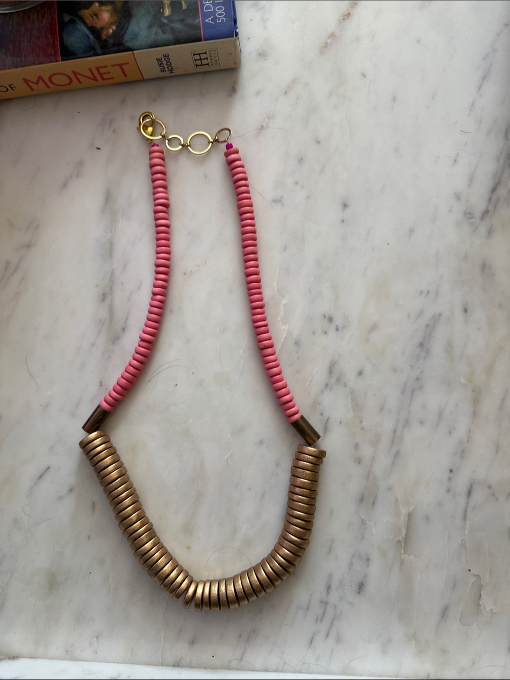 Erin McDermott Pink Necklace with Gold Disc Accents